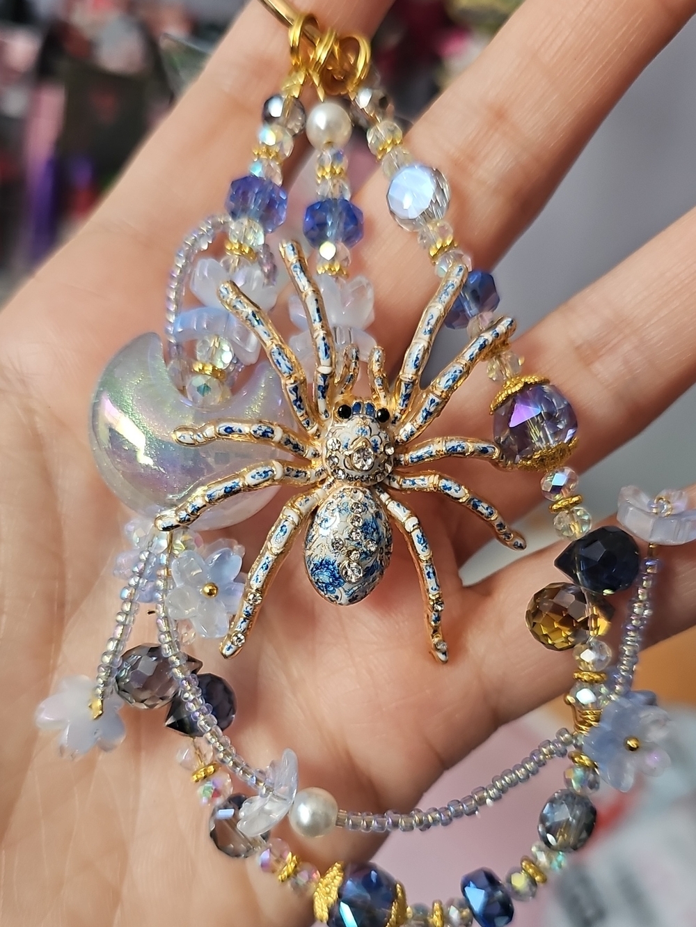Gold-tone Spider Phone Charm